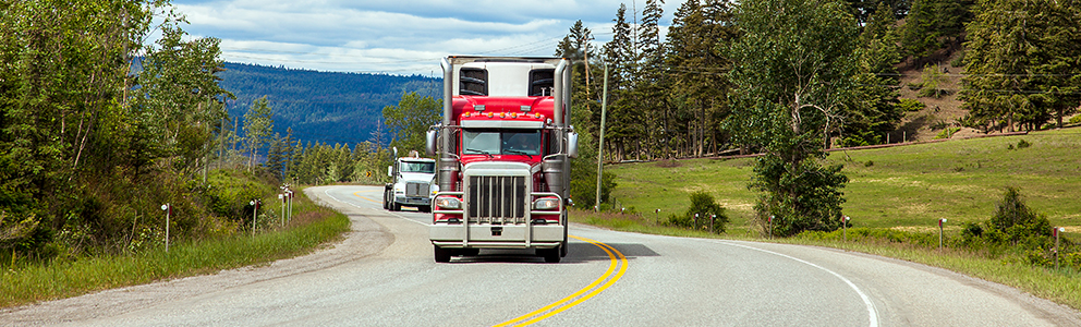 tractor trailer on the road