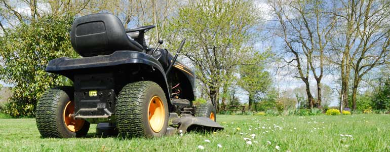 riding mower on grass