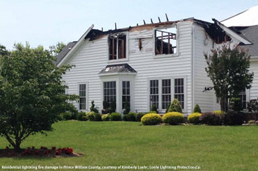 House with lightning fire damage