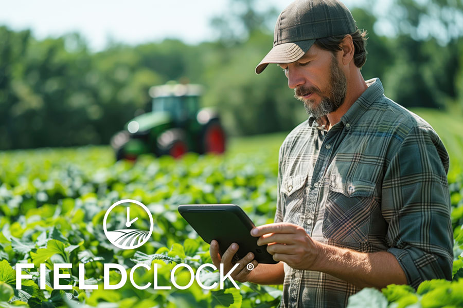 farmer in field with computer