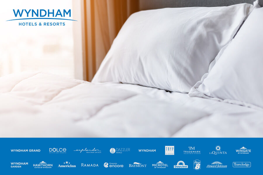 Hotel room and Wyndham brands