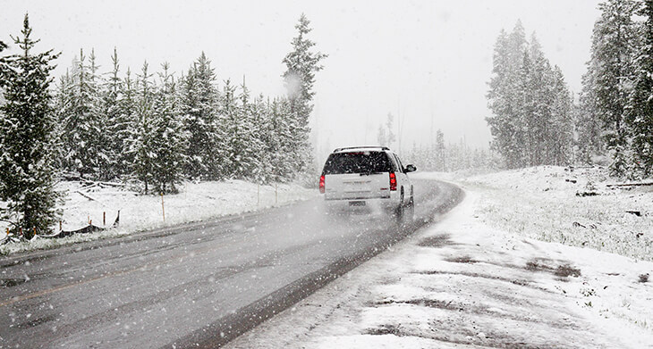 car on a winter road